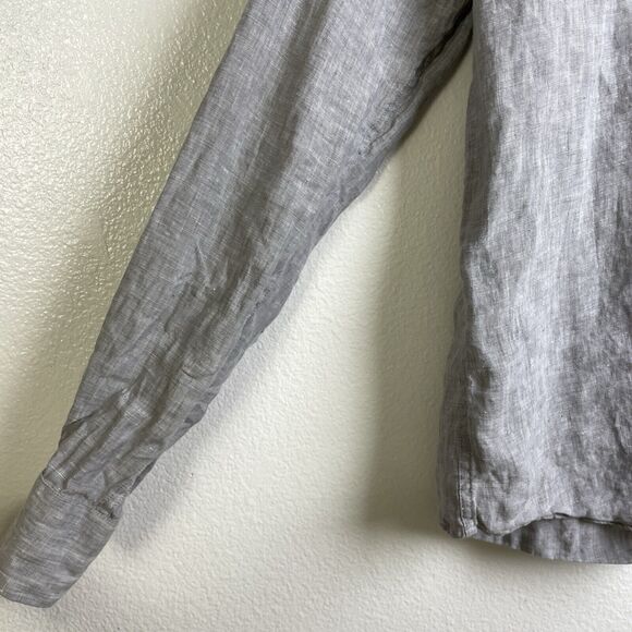 Barbour Dress Tartan Linen Shirt Mens Large Gray Check Cuff Kenneth Button Up - Picture 6 of 12